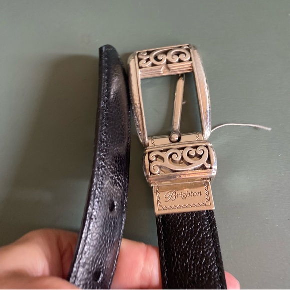 BRIGHTON Black Silver Buckle Belt - Picture 11 of 11